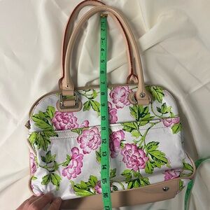 Tignanello White Floral Shoulder Bag with Pink and Green Accents